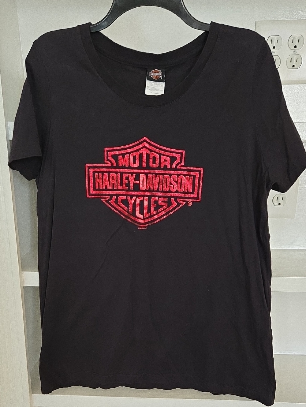 Harley‑Davidson Black T-Shirt with Red Shield Logo
